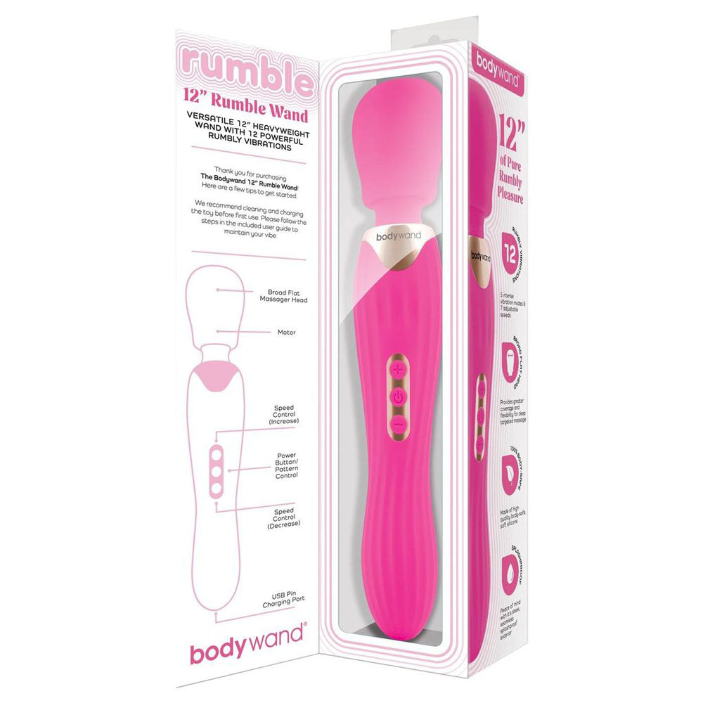 Bodywand Rumble Wand 12 Inch hot pink full-size rechargeable massage wand vibrator