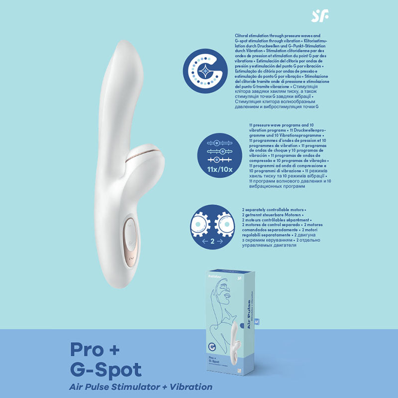 Satisfyer Pro + G-Spot - White 22 cm Rabbit Vibrator with Touch-Free Clitoral Stimulator buy online Australia