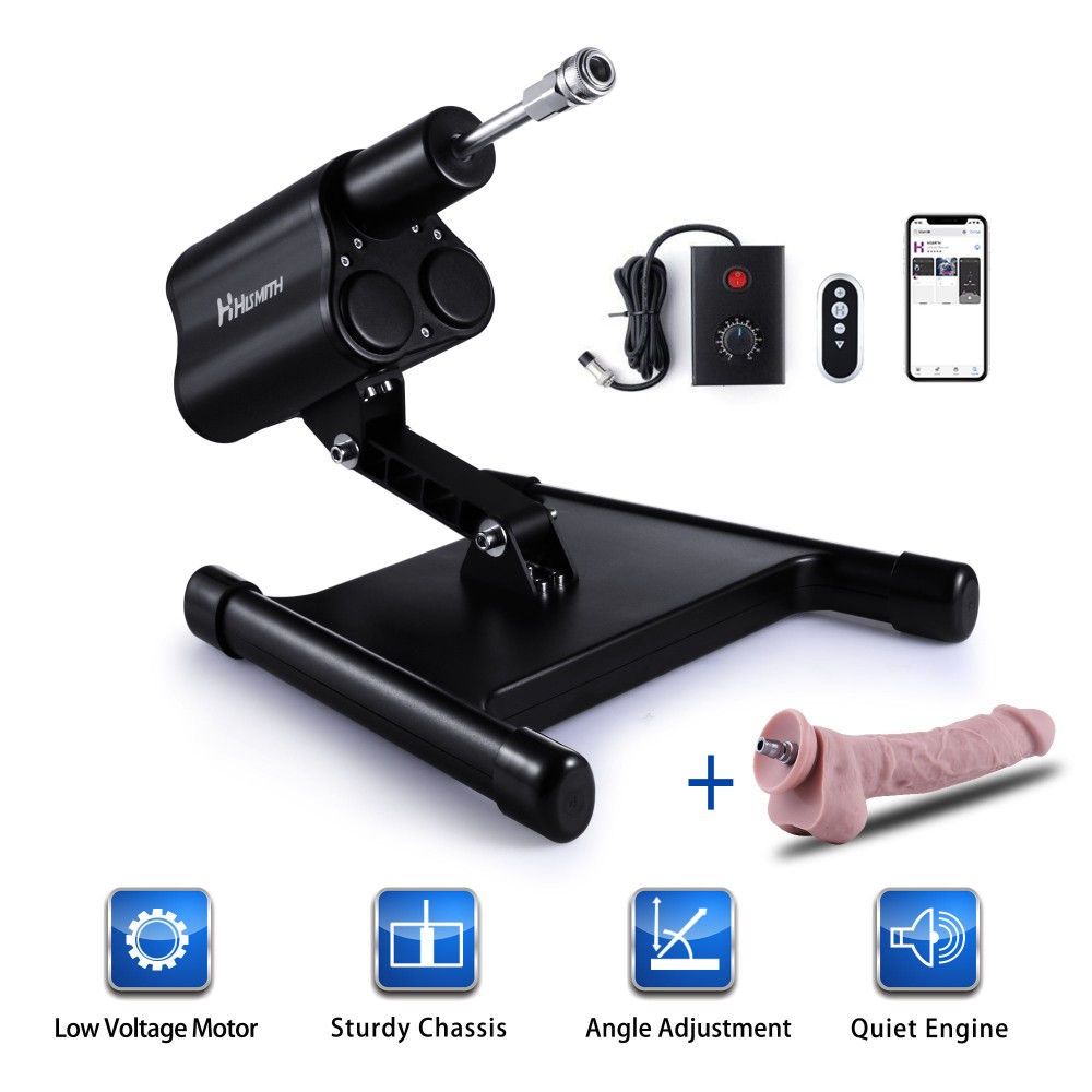 HiSmith Cannon sex machine with remote and app control on a chrome frame