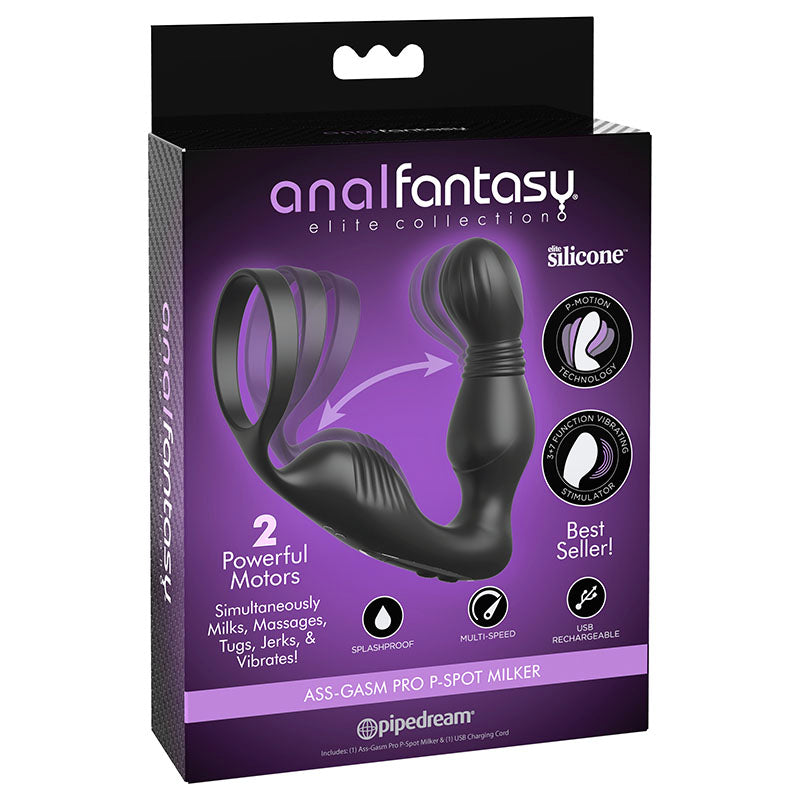 Anal Fantasy Elite Ass-Gasm P-Spot Milker - Black Prostate Massage with Cock Ring buy online Australia