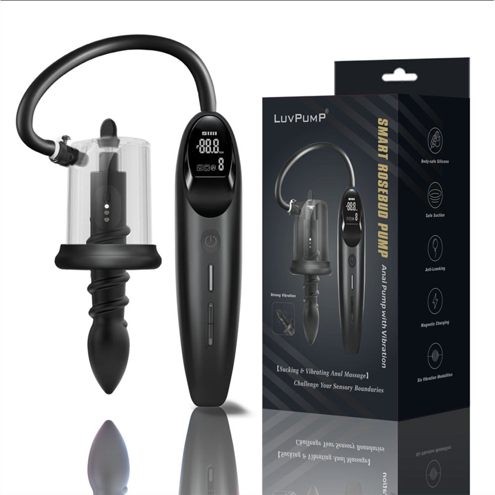 LuvPump RosCup Pro Smart Rosebud Pump - Black Anal Pump with Vibrating Probe buy online Australia