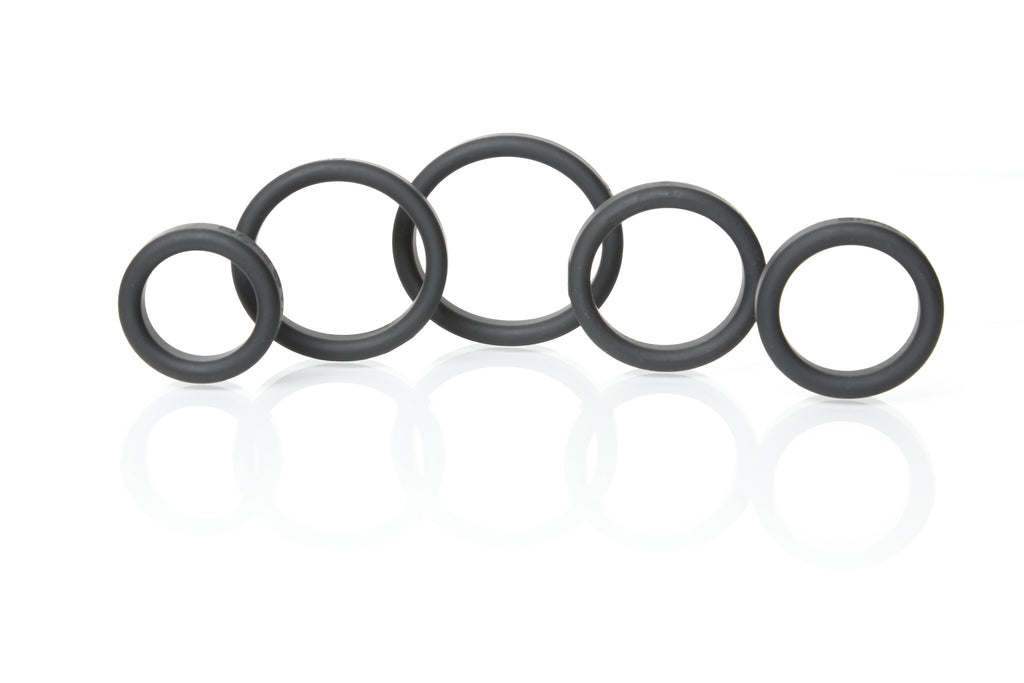 Boneyard Silicone Ring 5 Pcs Kit - Black Cock Rings - Set of 5 Sizes