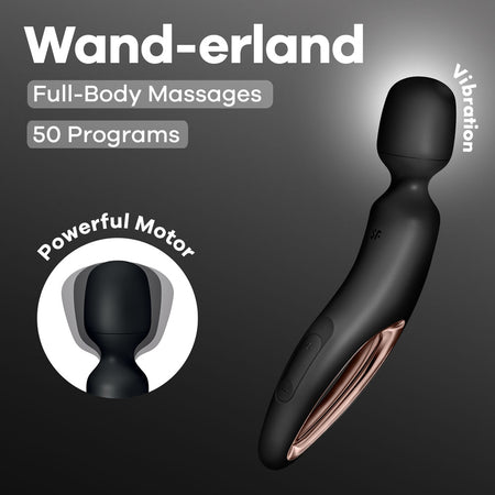Satisfyer Wand-erland - Black - Black/Rose Gold Massage Wand buy online Australia