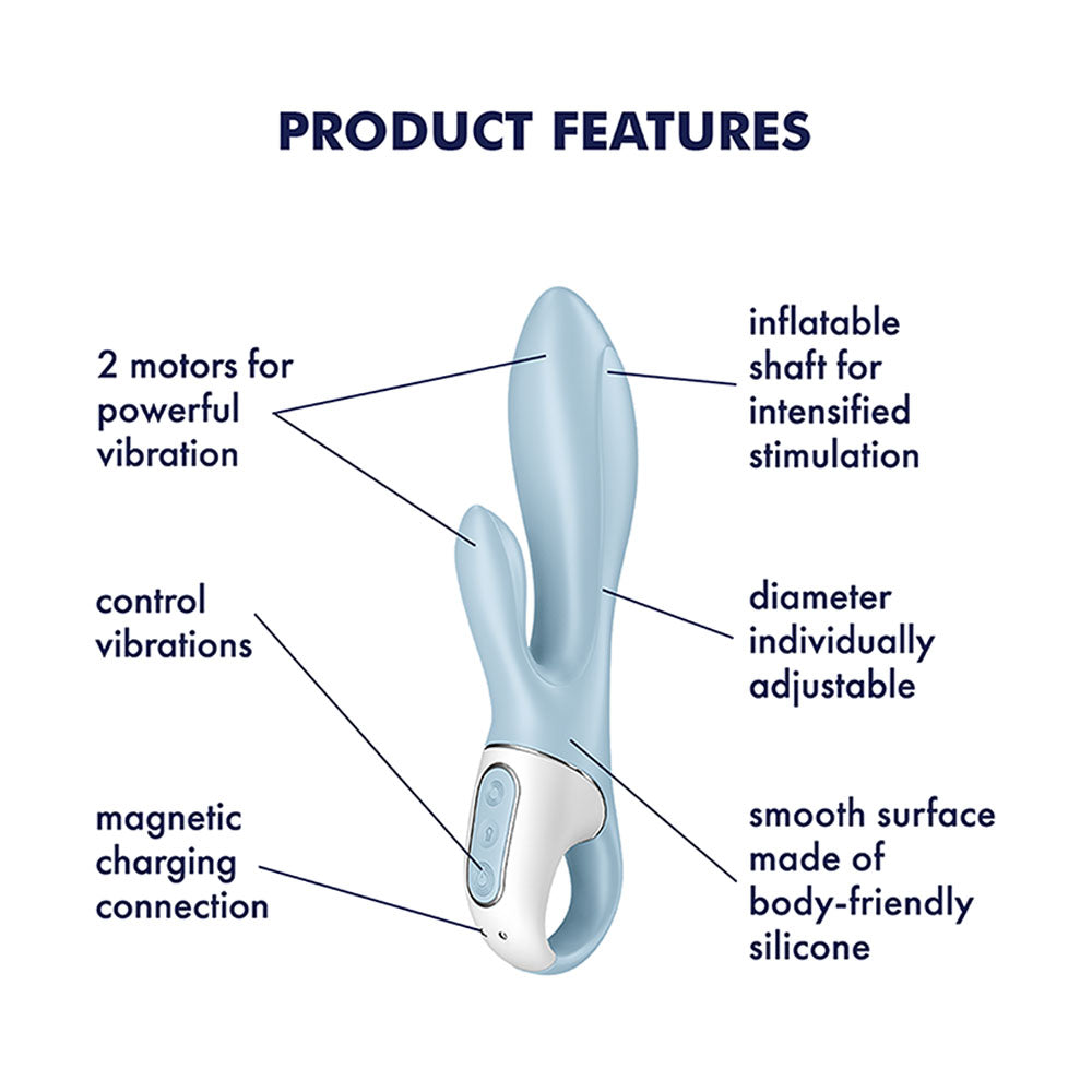 Satisfyer Air Pump Bunny 1 - Blue Inflatable Rabbit Vibrator