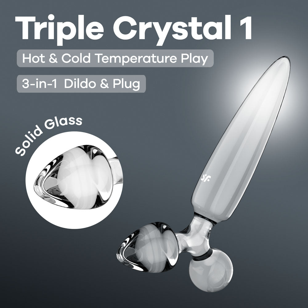 Satisfyer Triple Crystal 1 - Clear - Clear Glass 3-in-1 Butt Plug buy online Australia
