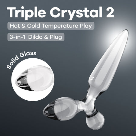 Satisfyer Triple Crystal 2 - Clear - Clear Glass 3-in-1 Butt Plug buy online Australia