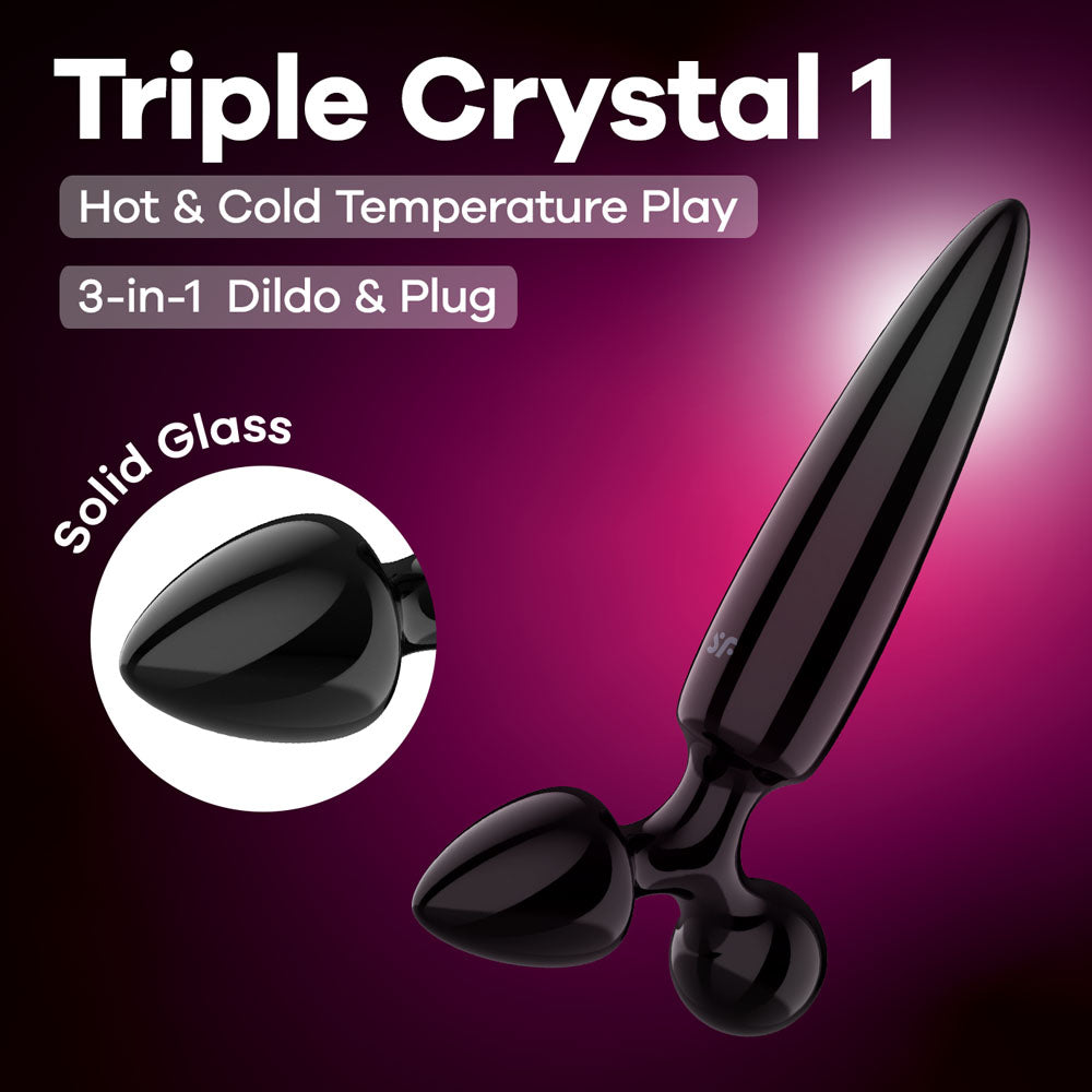 Satisfyer Triple Crystal 1 - Black - Black Glass 3-in-1 Butt Plug buy online Australia