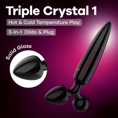 Satisfyer Triple Crystal 1 - Black - Black Glass 3-in-1 Butt Plug buy online Australia