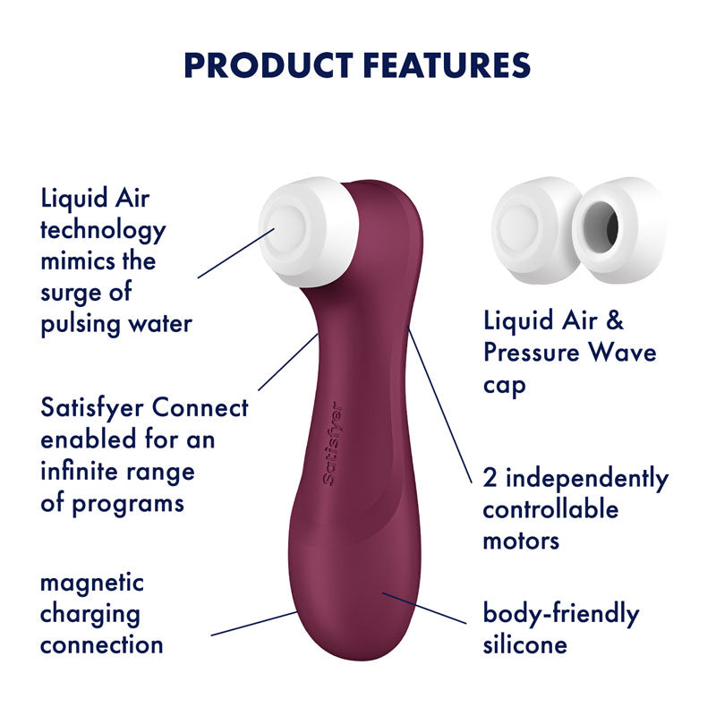 Satisfyer Pro 2 Generation 3 with App Control - Wine Red Touch-Free USB-Rechargeable Clitoral Stimulator — image 6