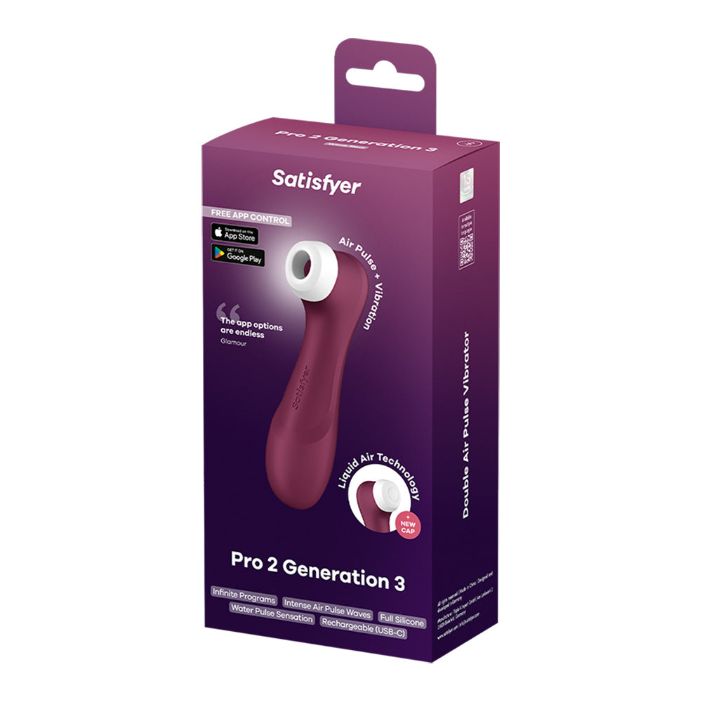 Satisfyer Pro 2 Generation 3 with App Control - Wine Red Touch-Free USB-Rechargeable Clitoral Stimulator — image 11