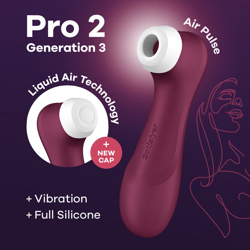 Satisfyer Pro 2 Generation 3 - Wine Red Touch-Free USB-Rechargeable Clitoral Stimulator — image 4