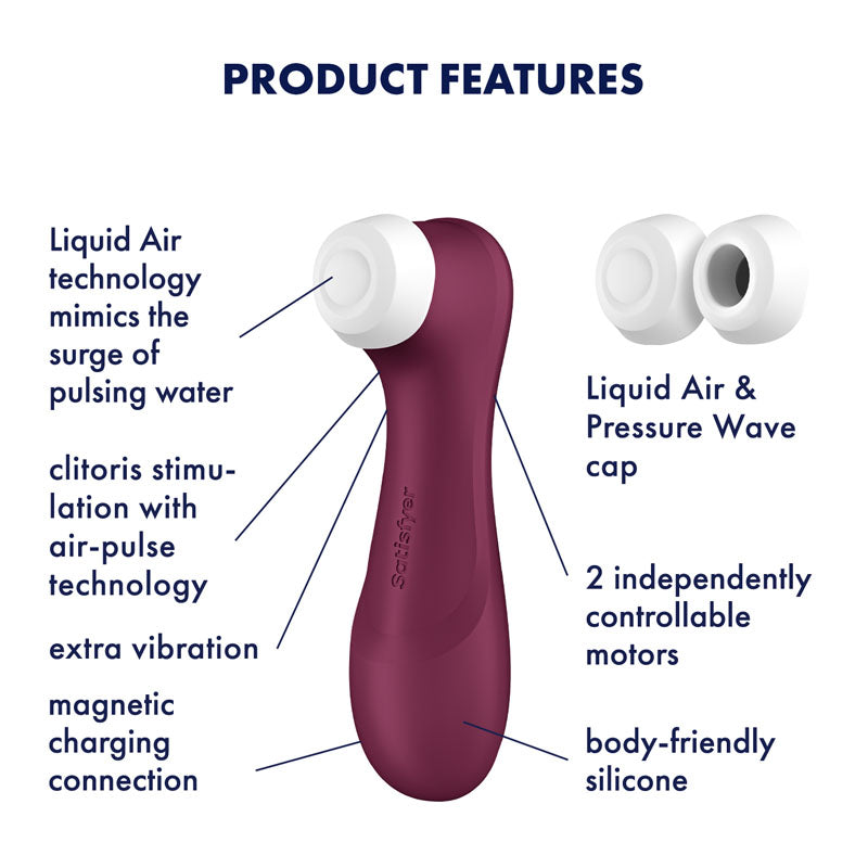 Satisfyer Pro 2 Generation 3 - Wine Red Touch-Free USB-Rechargeable Clitoral Stimulator — image 6