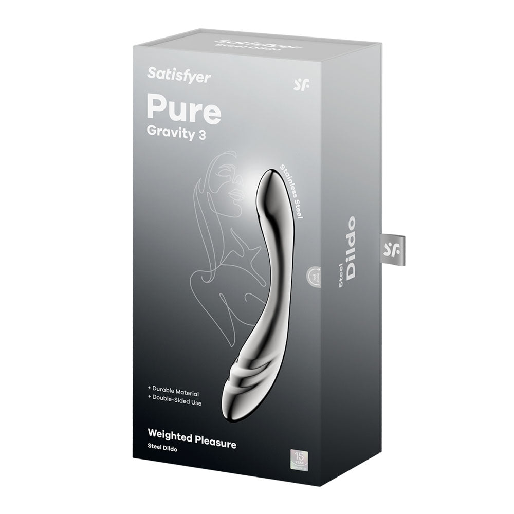 Satisfyer Pure Gravity 3 - Chrome Steel 21 cm Dildo — view 7