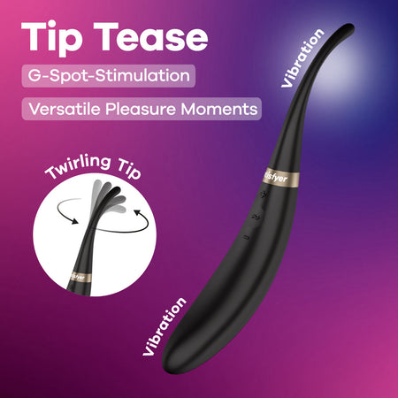 Satisfyer Tip Tease - Black - Black Vibrator with Twirling Tip buy online Australia