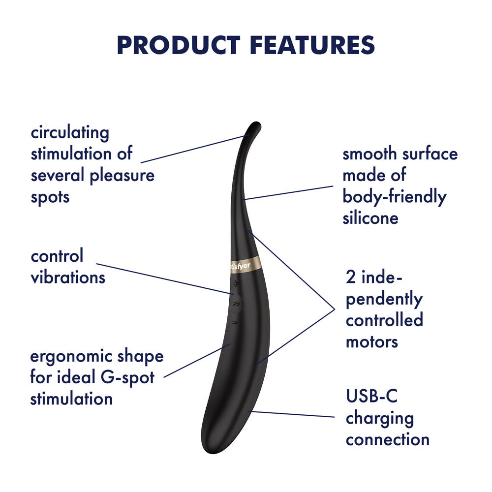 Satisfyer Tip Tease - Black - Black Vibrator with Twirling Tip