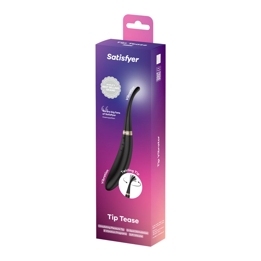 Satisfyer Tip Tease - Black - Black USB Rechargeable Vibrator with Twirling Tip — view 8