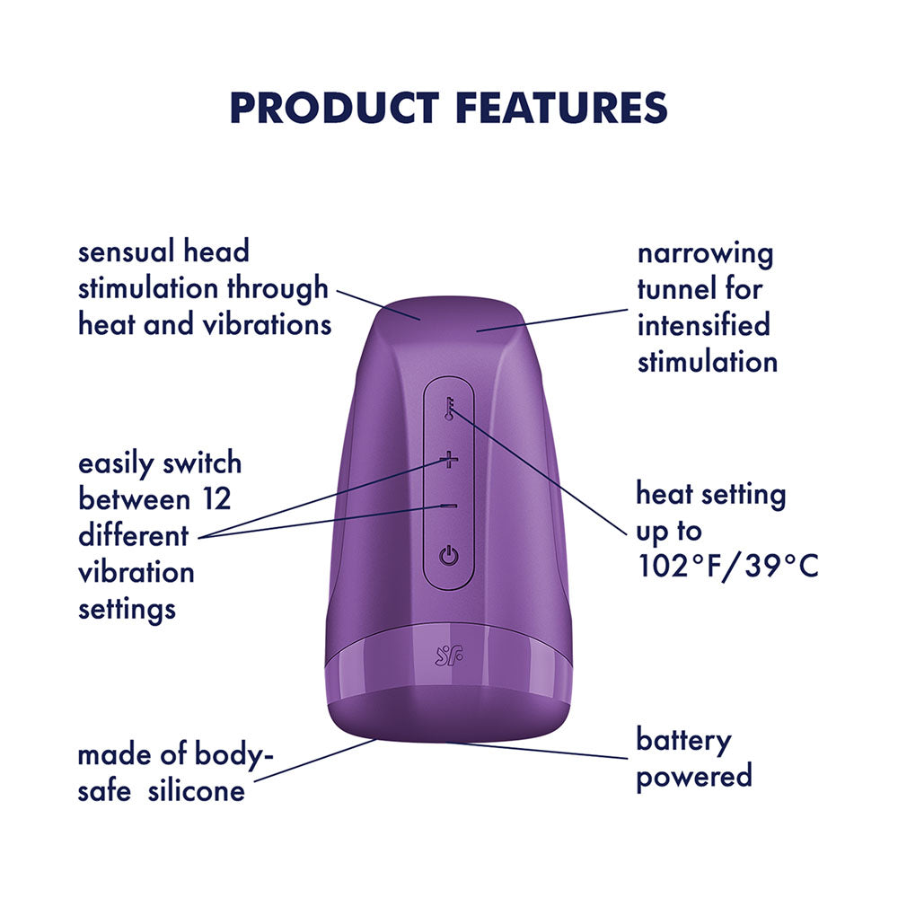 Satisfyer Men Heat Vibration - Battery Series - Purple Heating and Vibrating Masturbator — image 2