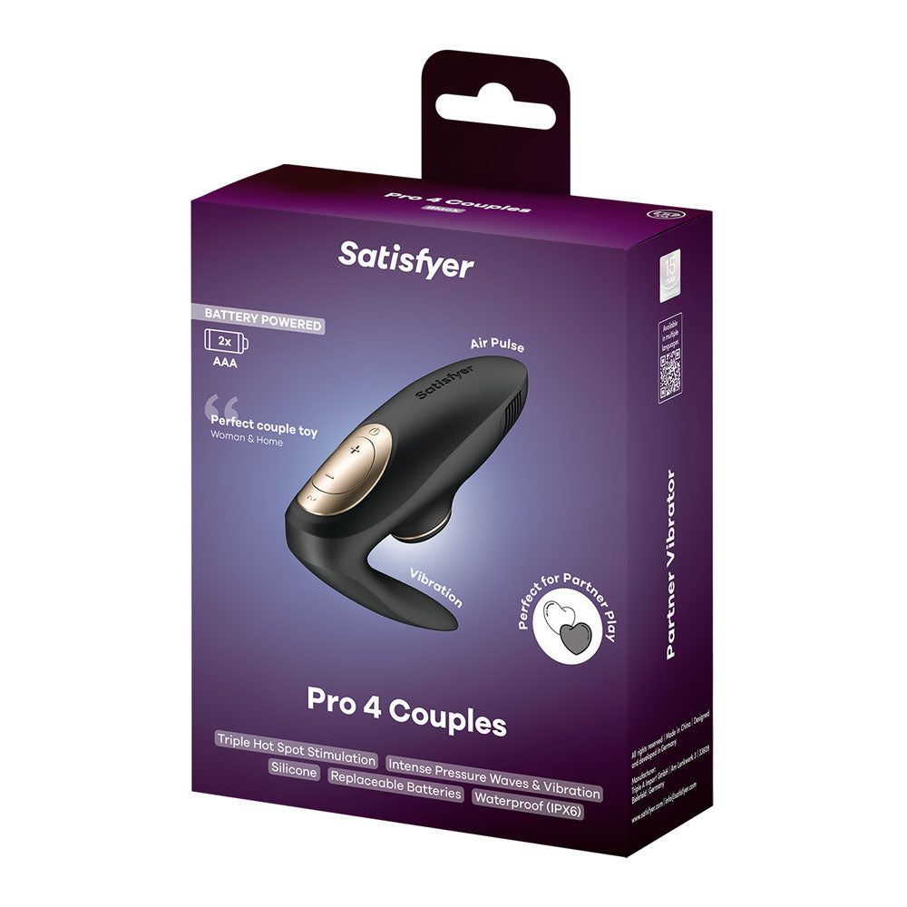 Satisfyer Pro 4 Couples - Battery Series - Black U-Shaped Couples Vibe with Air Pulsation — image 7
