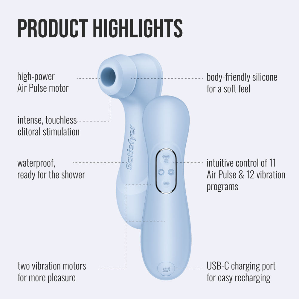 Satisfyer Pro 2 Generation 4 Serene Blue Touch-Free Usb-C Rechargeable Clitoral Stimulator with App Control, view 2