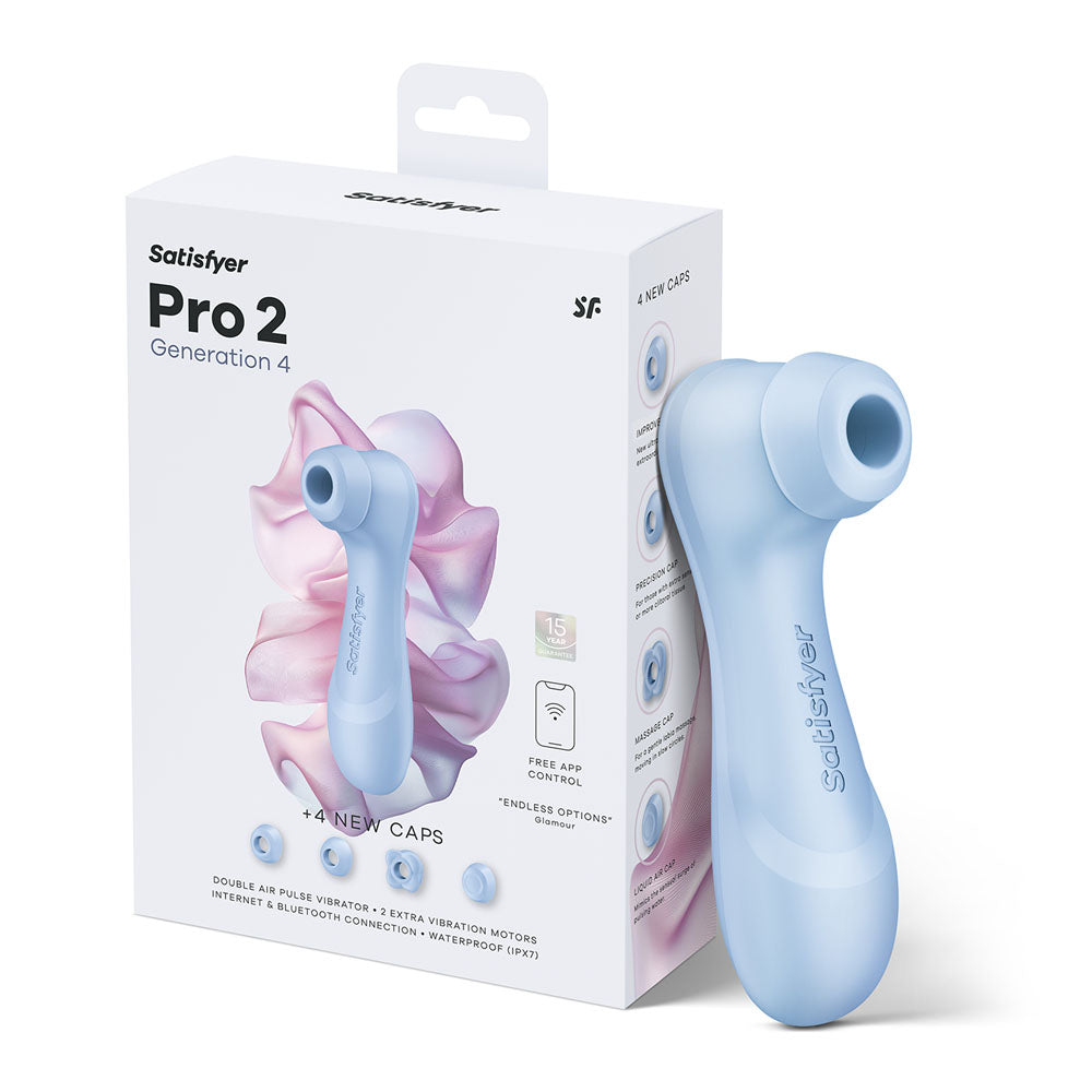 Satisfyer Pro 2 Generation 4 Serene Blue Touch-Free Usb-C Rechargeable Clitoral Stimulator with App Control, view 9