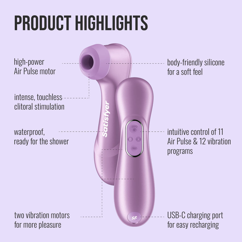 Satisfyer Pro 2 Generation 4 Amethyst Touch-Free Usb-C Rechargeable Clitoral Stimulator with App Control, view 2