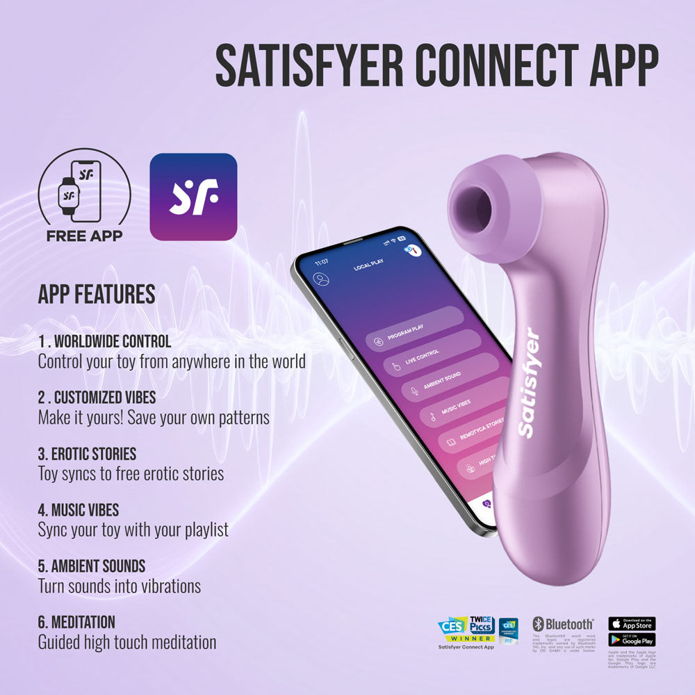 Satisfyer Pro 2 Generation 4 Amethyst Touch-Free Usb-C Rechargeable Clitoral Stimulator with App Control, view 5