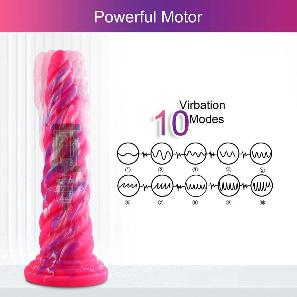 Hismith 10" Monster Series Vibrating Pink Swirl Awl Silicone — view 8