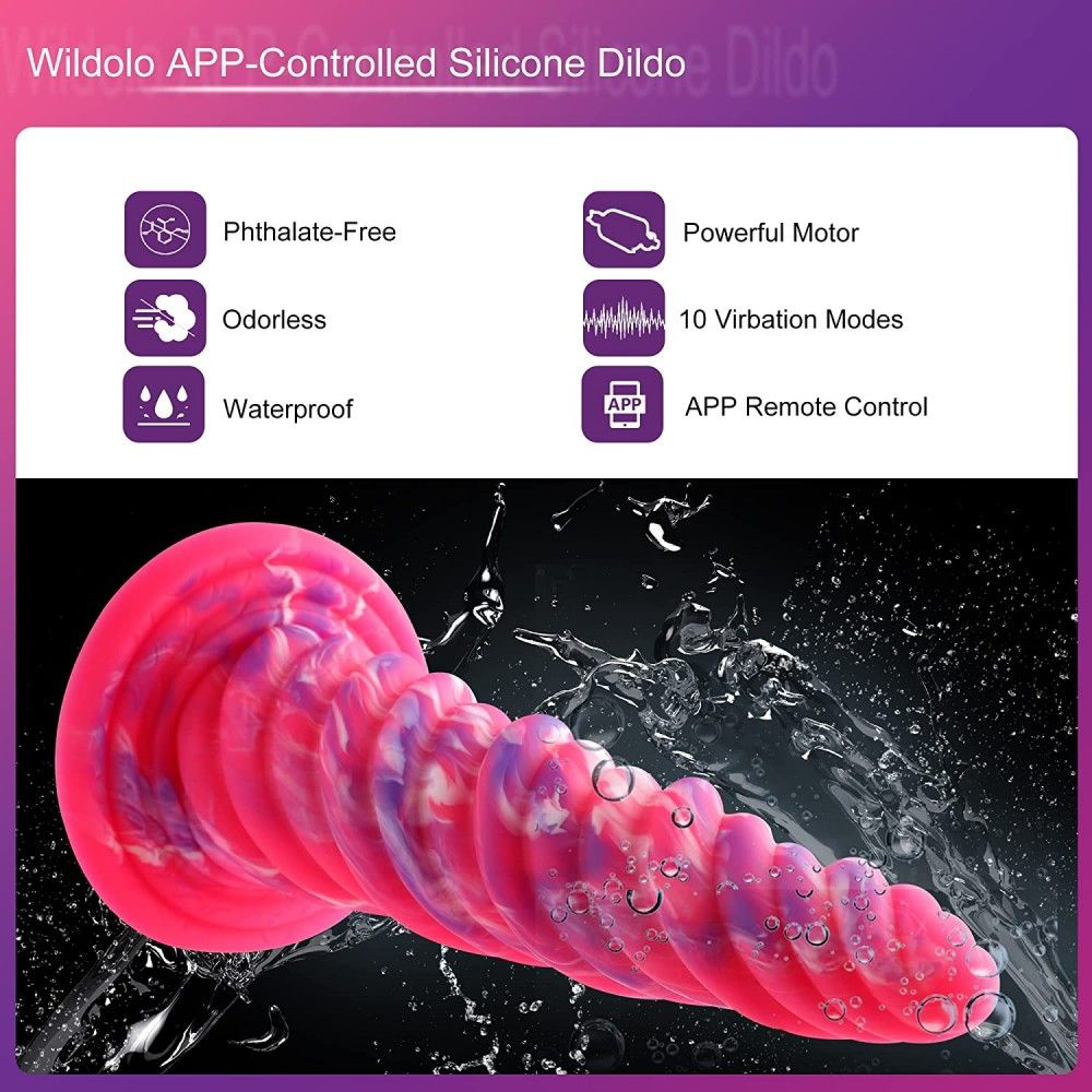 Hismith 10" Monster Series Vibrating Pink Swirl Awl Silicone — view 6