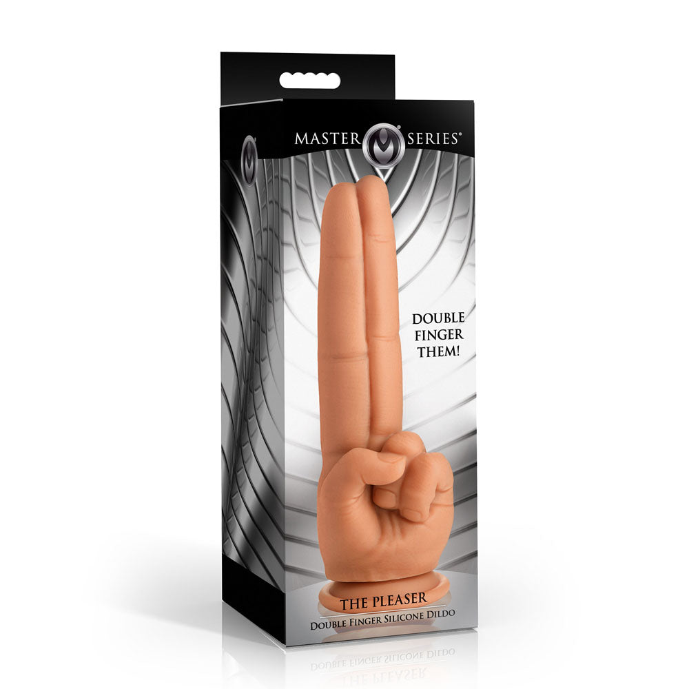 Master Series The Pleaser - Flesh 23.6 cm Double Finger Dildo — view 9