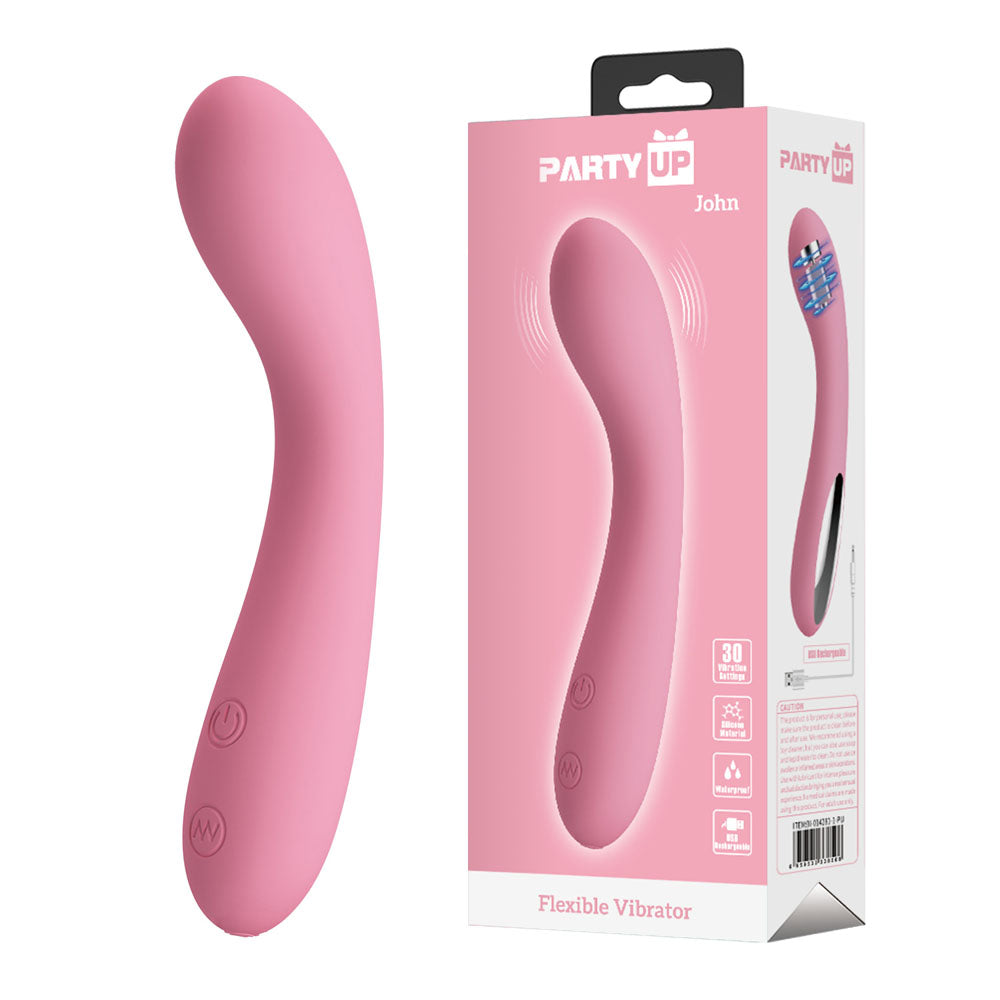 Party Up JOHN Flexible Vibe - Pink - Pink 16 cm Vibrator buy online Australia