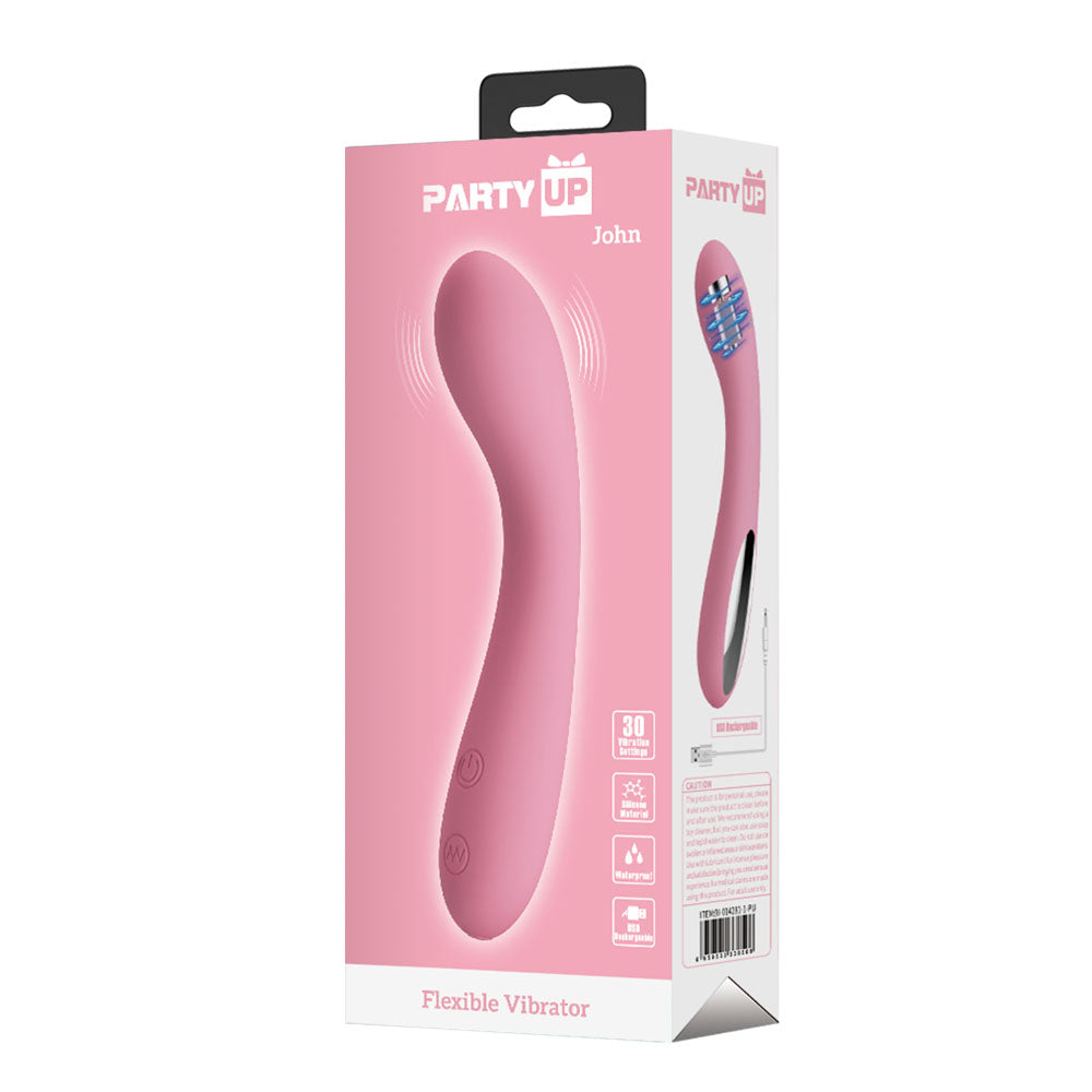 Party Up JOHN Flexible Vibe - Pink - Pink 16 cm USB Rechargeable Vibrator — view 8