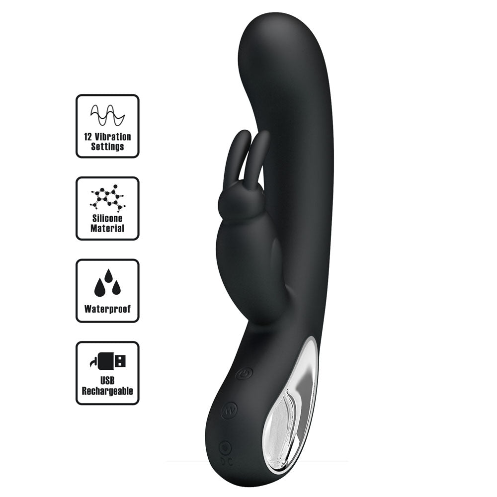 Party Up COLIN Rabbit Vibe - Black - Black 21 cm Rabbit Vibrator