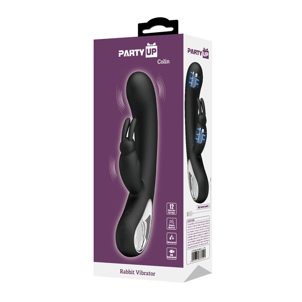 Party Up COLIN Rabbit Vibe - Black - Black 21 cm USB Rechargeable Rabbit Vibrator — view 8