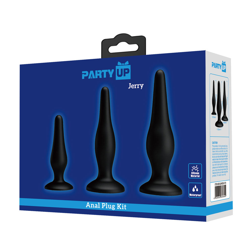 Party Up JERRY Butt Plug Set - Black Butt Plugs - Set of 3 Sizes — image 7