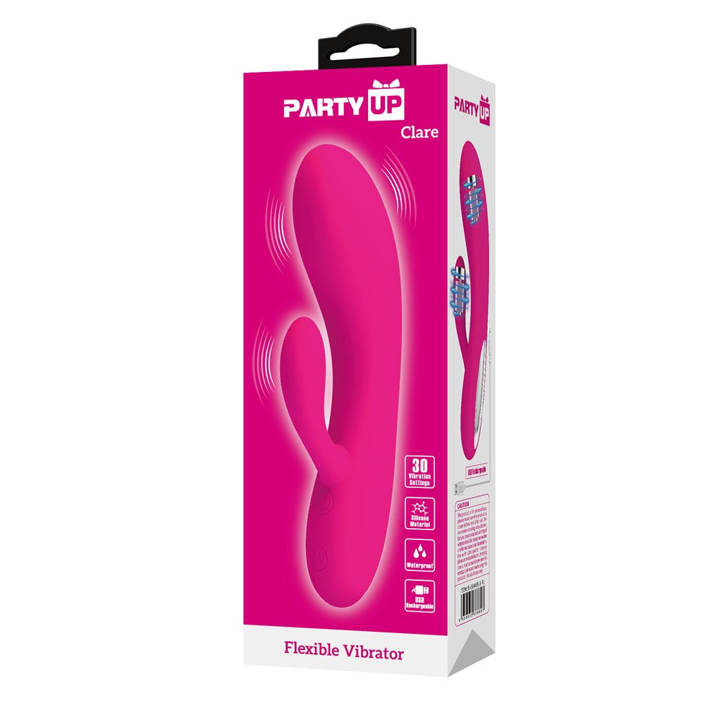 Party Up CLARE Flexible Vibe - Pink - Pink 16.9 cm USB Rechargeable Rabbit Vibrator — view 8