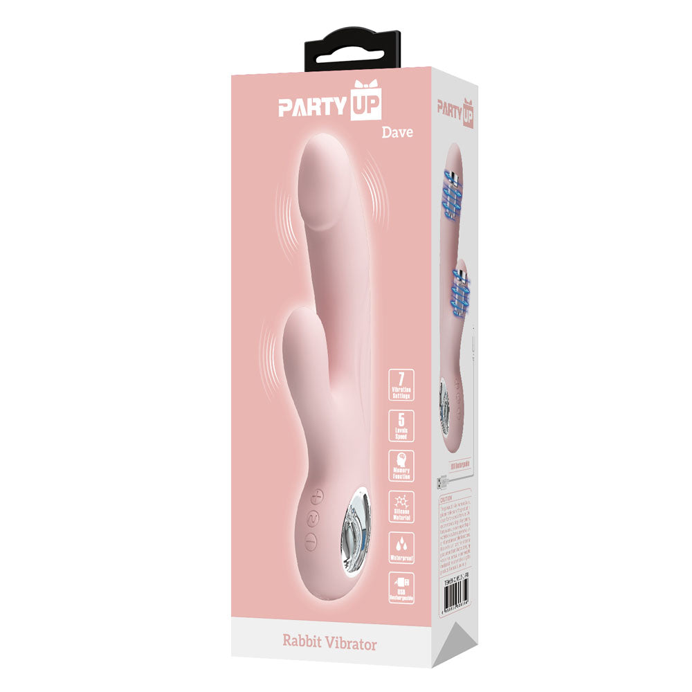 Party Up DAVE Rabbit Vibe - Pink - Pink 19 cm USB Rechargeable Rabbit Vibrator — view 8