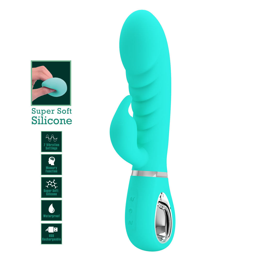 Party Up EDWARD Rabbit Vibe - Teal - Teal 20 cm Rabbit Vibrator