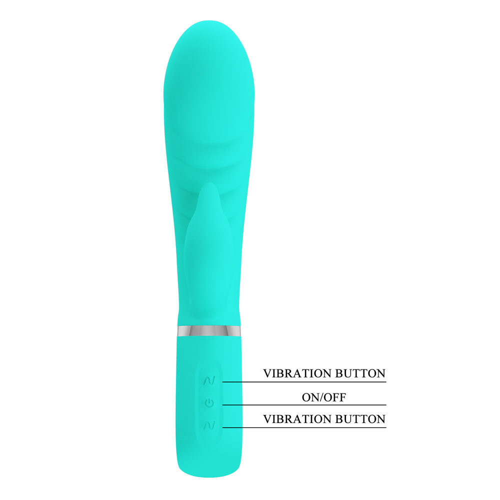 Party Up EDWARD Rabbit Vibe - Teal - Teal 20 cm USB Rechargeable Rabbit Vibrator — view 6