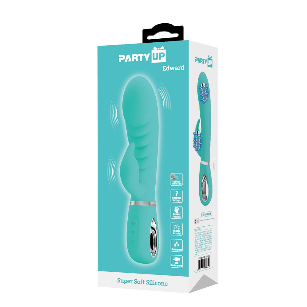 Party Up EDWARD Rabbit Vibe - Teal - Teal 20 cm USB Rechargeable Rabbit Vibrator — view 7
