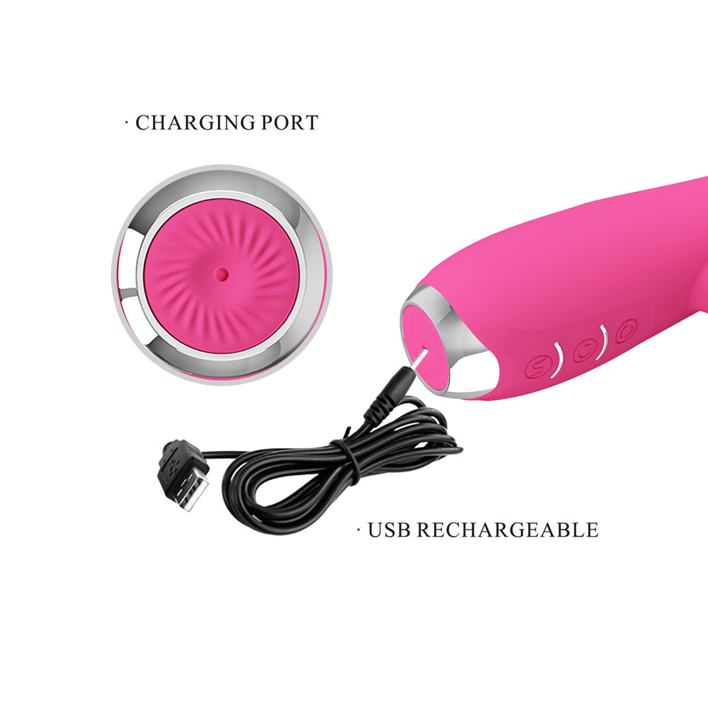 Party Up ERIC Rotating Beads Vibrator - Pink - Pink 20.5 cm USB Rechargeable Rabbit Vibrator with Rotating Bead Shaf — view 6