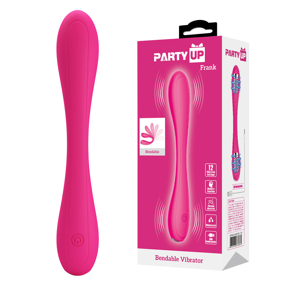 Party Up FRANK Bendable Vibe - Pink - Pink 17.1 cm Bendable Vibrator buy online Australia