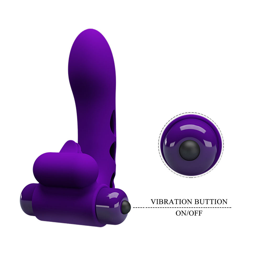 Party Up MIKE Finger Vibe - Purple - Purple Vibrating Finger Vibrator — image 5