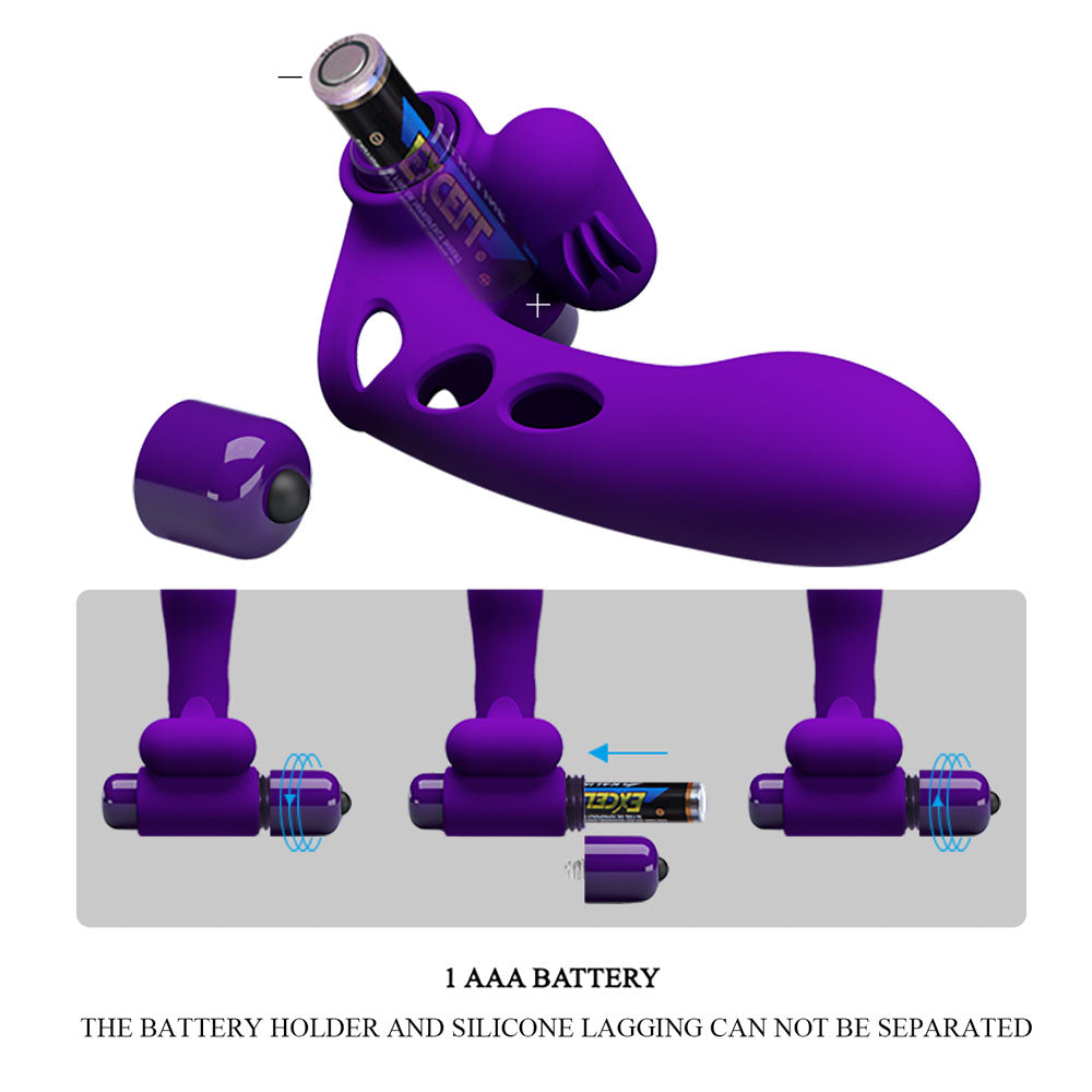 Party Up MIKE Finger Vibe - Purple - Purple Vibrating Finger Vibrator — image 7