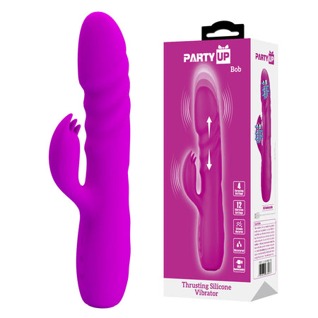 Party Up BOB Thrusting Vibe - Purple - Purple 25 cm Thrusting Rabbit Vibrator buy online Australia