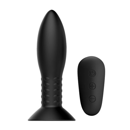 MR PLAY Rotation Beads Anal Plug - Black Beaded Butt Plug with Wireless Remote
