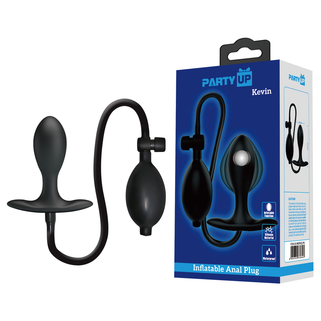 Party Up KEVIN Inflatable Butt Plug - Black 9.1 cm Inflatable Butt Plug buy online Australia