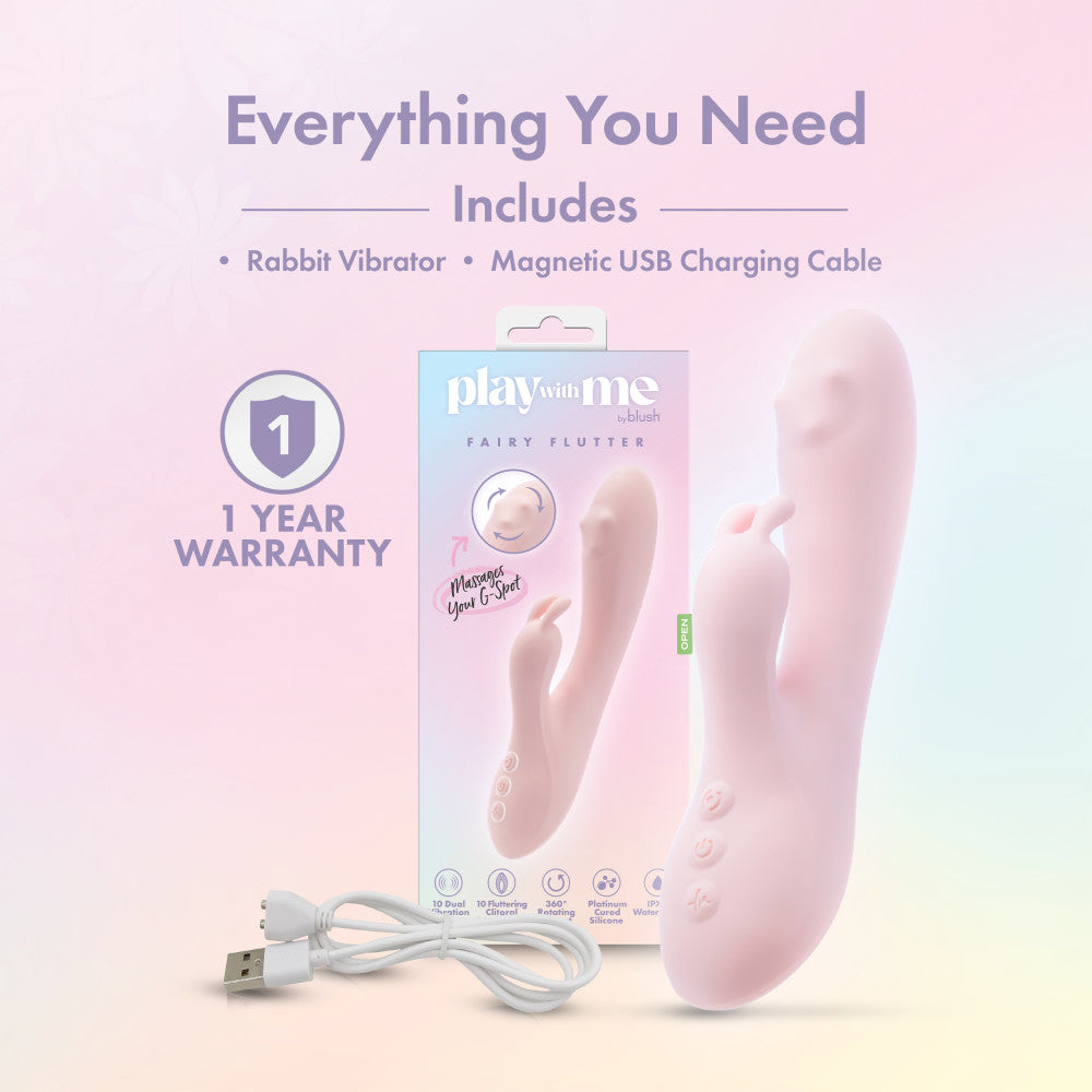 Play With Me - Fairy Flutter - Pink 19.7 cm USB Rechargeable Rabbit Vibrator — view 7