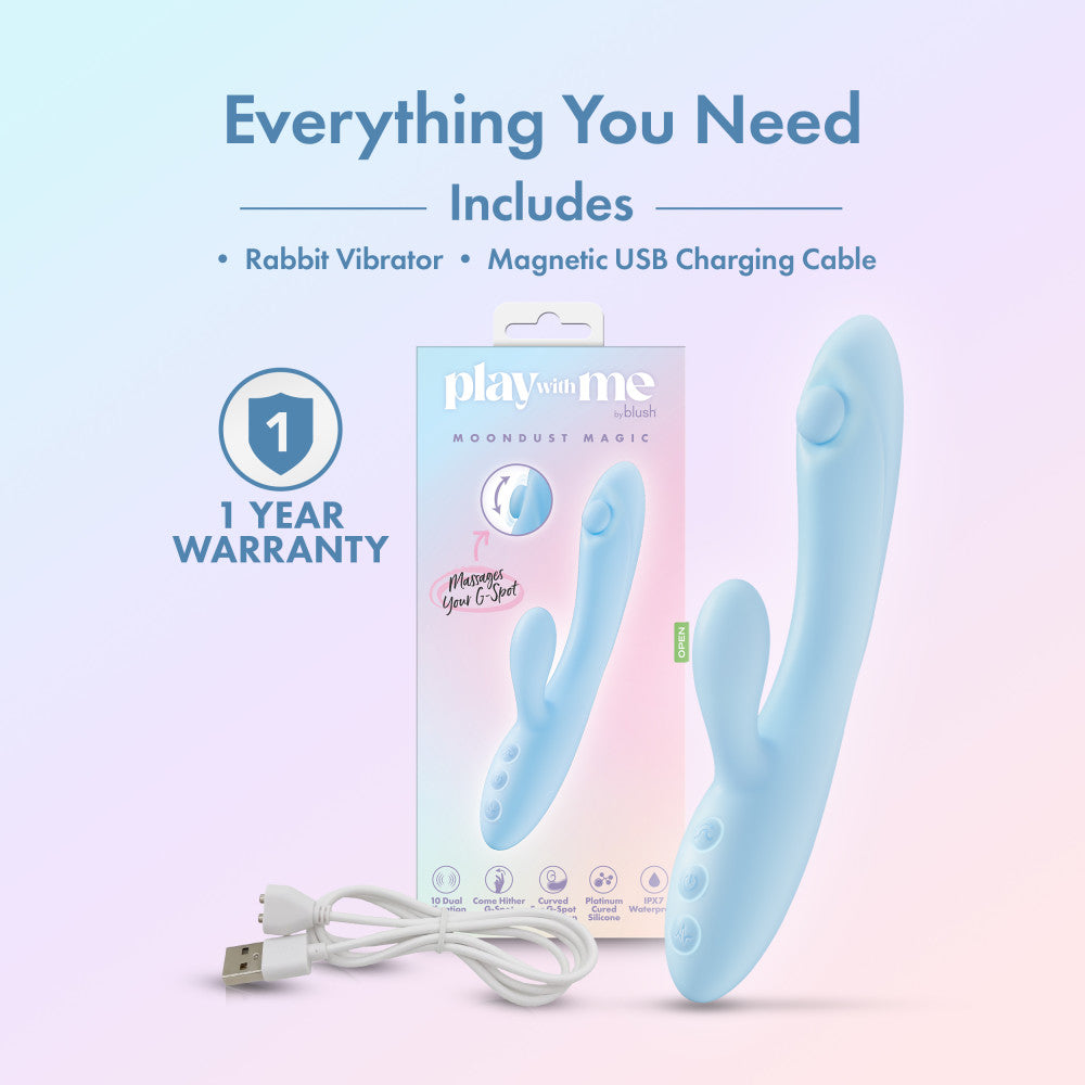 Play With Me - Moondust Magic - Blue 20.3 cm USB Rechargeable Rabbit Vibrator — view 7