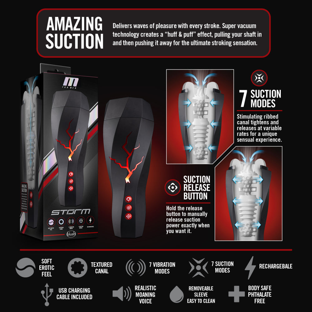 M For Men - Storm - Milking & Vibrating Auto Stroker