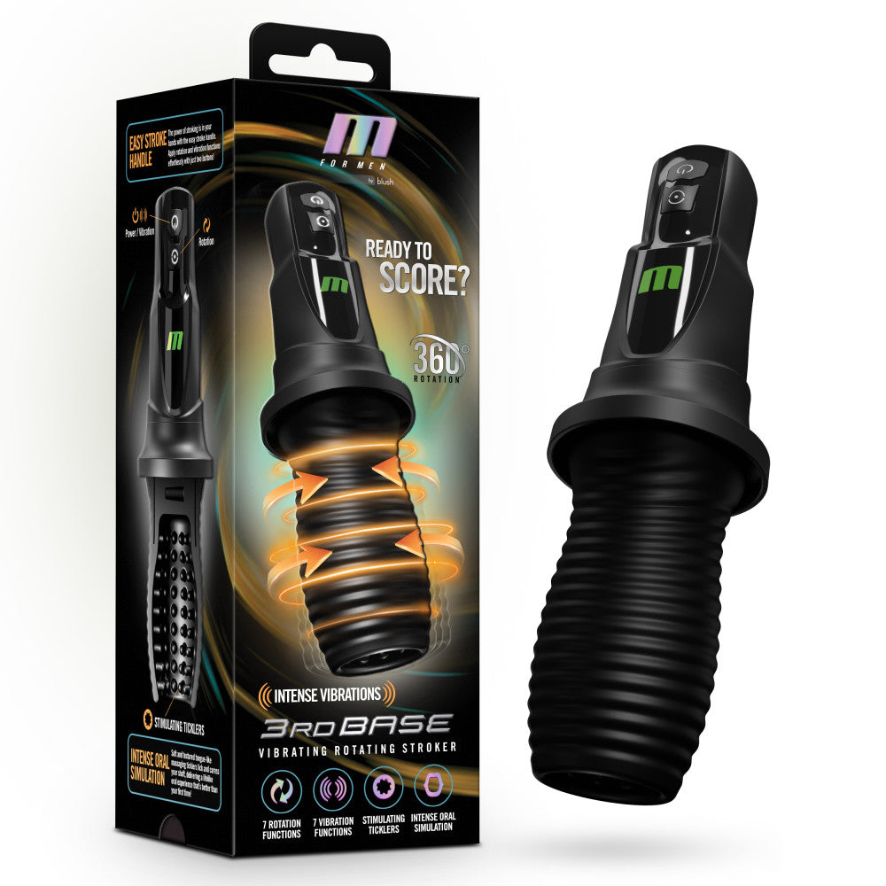 M For Men - 3rd Base - Black Vibrating & Rotating Auto Stroker buy online Australia